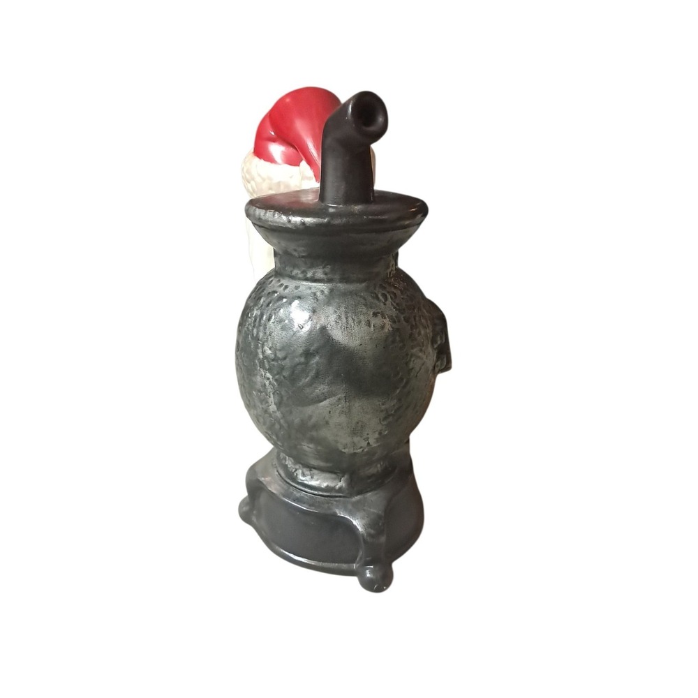 Vtg 1985 Ceramic Santa w Potbelly  Coal Stove Hand Painted Christmas 10.5" Tall - Picture 13 of 13